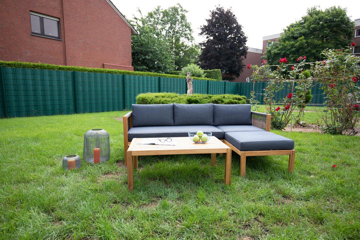 Loungegarnitur Malaga Aus Holz Mit Kissen - Schwarz/Grau, Basics, Holz/Textil (198/132cm) - Acamp