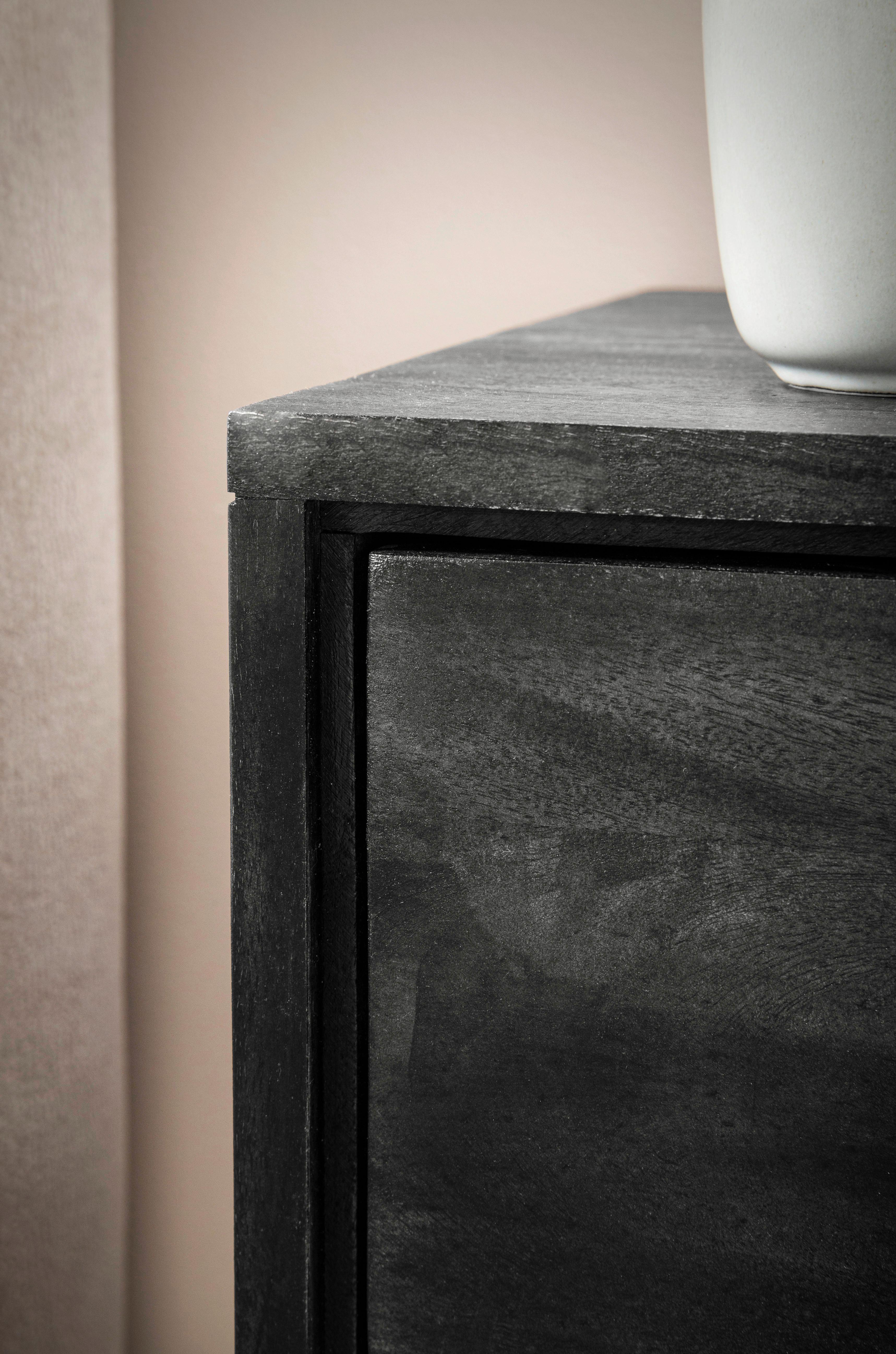 Nachttisch Schwarz B: 45 cm - Schwarz, Design, Holz/Metall (45/57/40cm) - Livetastic