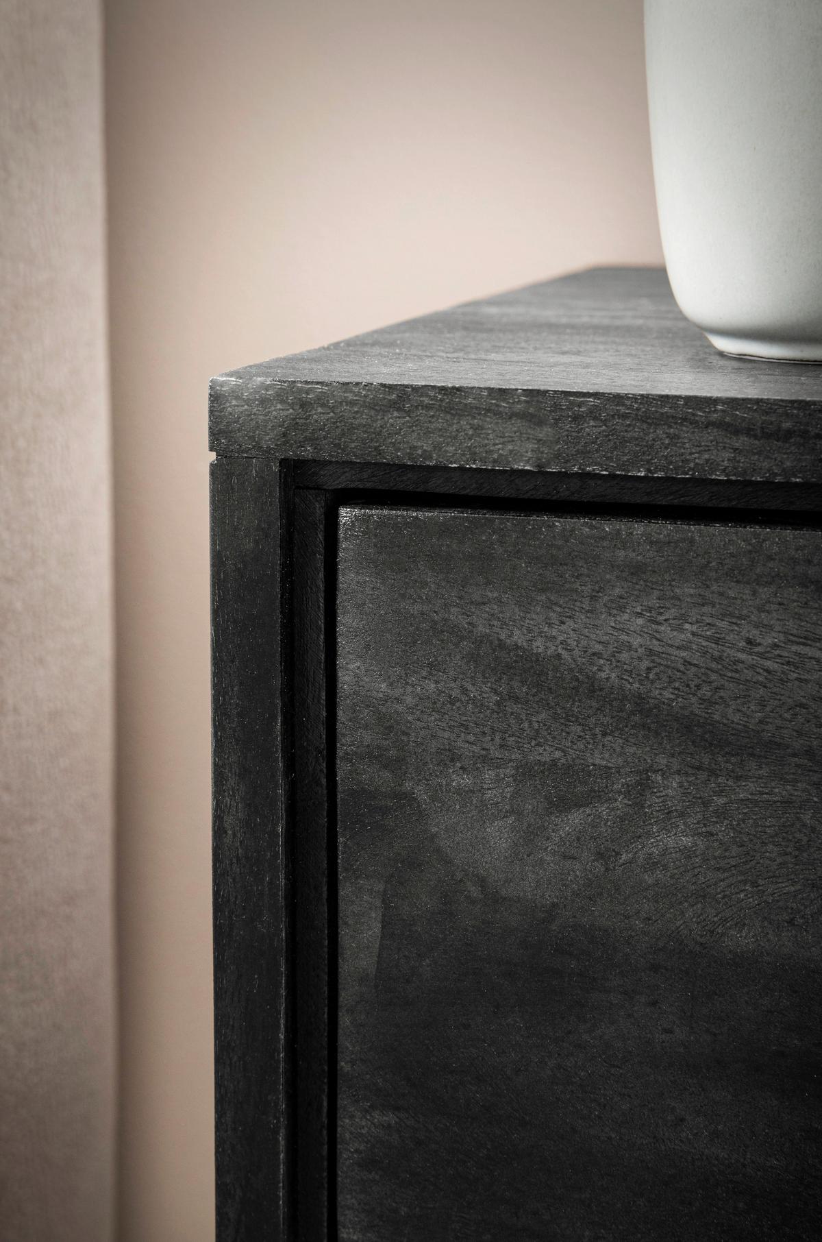 Nachttisch Schwarz B: 45 cm - Schwarz, Design, Holz/Metall (45/57/40cm) - Livetastic