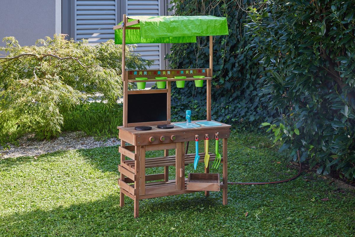 Matschküche Multicolor B: 50cm - Blau/Braun, Basics, Holz (74/50/131cm) - Ondega