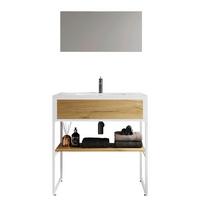 Badezimmer 3--Teilig. Waschplatz "bitila 80" - Honigeiche/Weiß, MODERN, Glas/Keramik (80cm) - MID.YOU