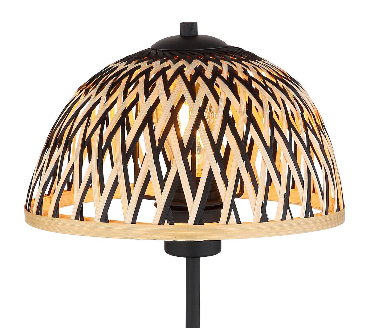 Tischleuchte 15767t - Schwarz/Naturfarben, Natur, Naturmaterialien/Metall (25/37cm) - Globo