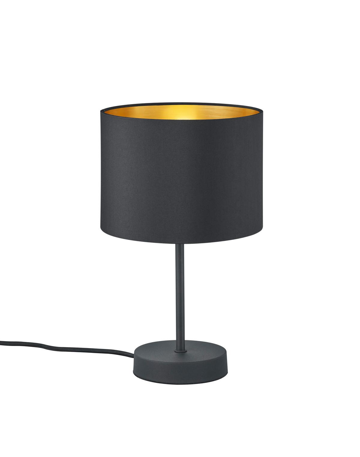Tischlampe Mattschwarz/ Goldfarben mit Kippschalter - Goldfarben/Schwarz, Basics, Textil/Metall (20/20/33cm) - Trio Leuchten