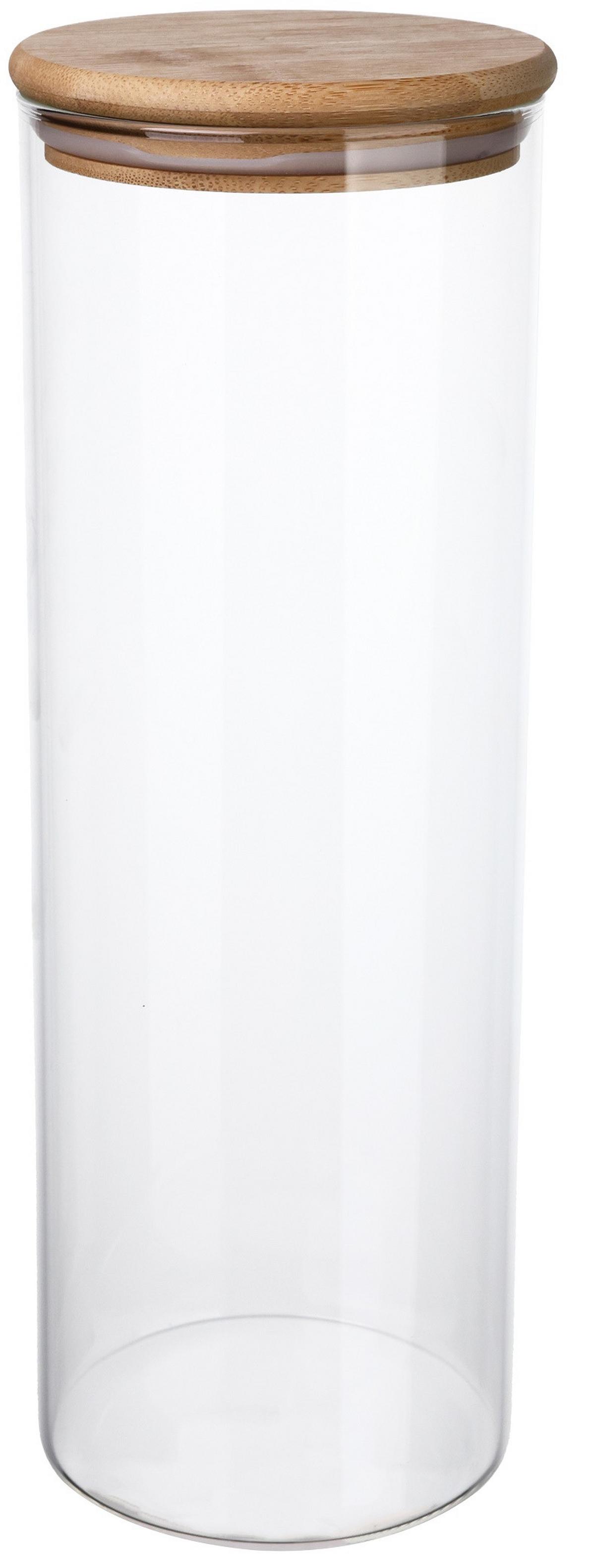 Vorratsglas aus Glas Cristin ca. 1 L, mit Bambusdeckel - Klar/Ecru, Basics, Glas/Holz (10/23,5cm) - James Wood