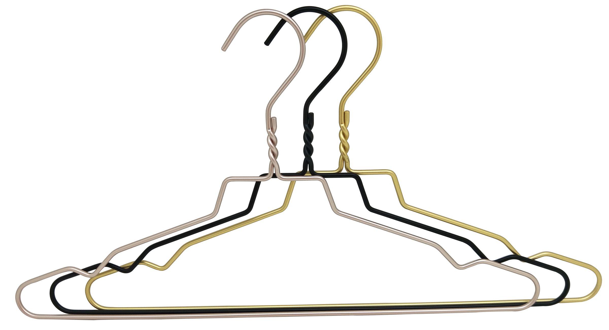 Sada Ramínek Na Šaty Wire, 3 Barvy, 6ks/bal. - růžová/černá, Moderní, kov (24/43cm) - Modern Living