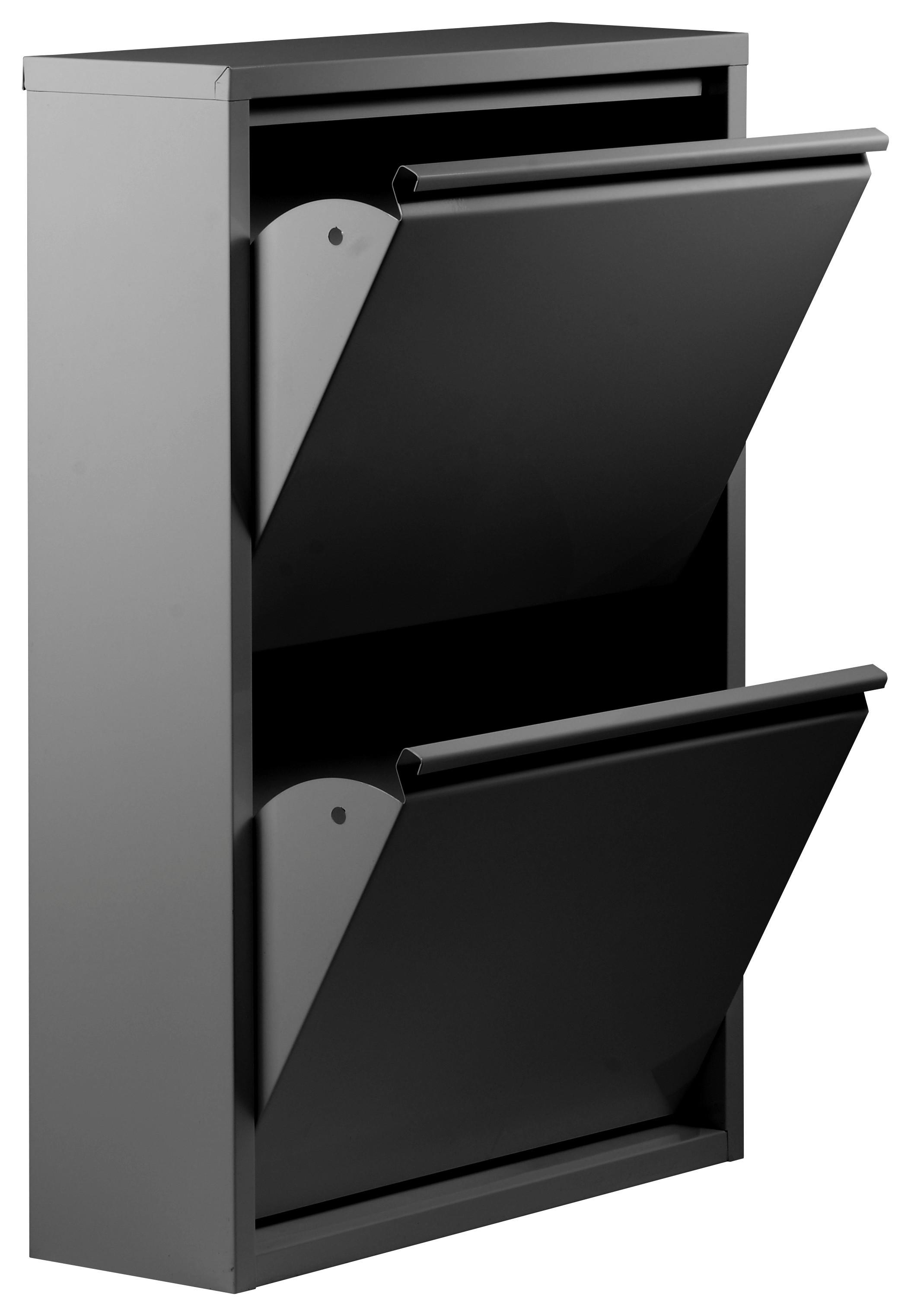 Schuhschrank Karl Schwarz 2 Klappen B: 50 cm - Schwarz, Basics, Metall (50/70/13cm)