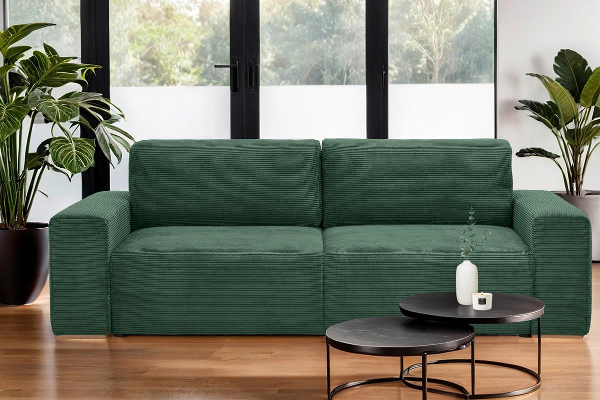 Schlafsofa Vouge Grün Bettkasten, B: 255 Cm - Buchefarben/Schwarz, KONVENTIONELL, Textil (255/86/123cm) - Livetastic