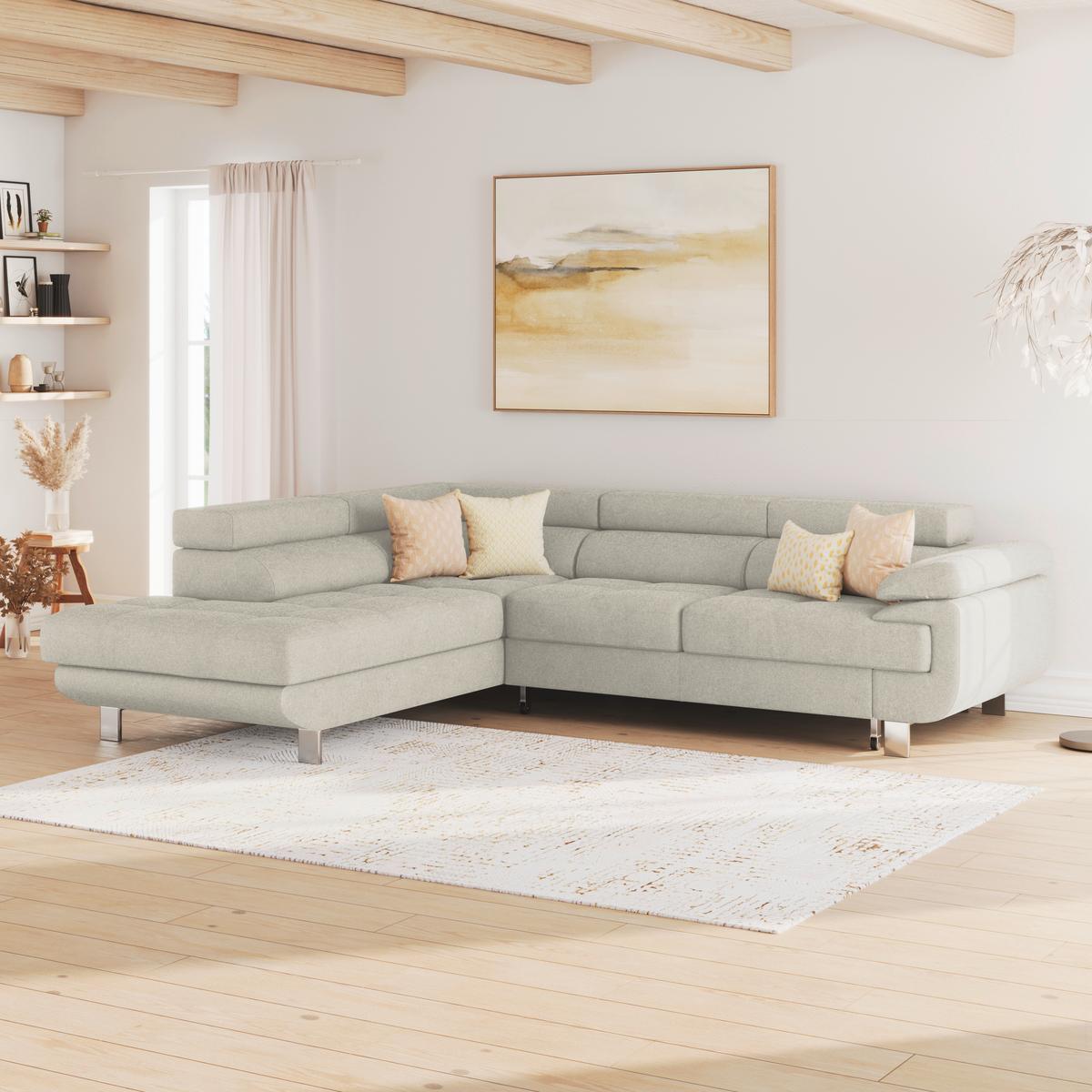 Ecksofa Mit Schlaffunktion & Bettkasten Savona Greige - Greige, MODERN, Textil (230/270cm) - Ondega