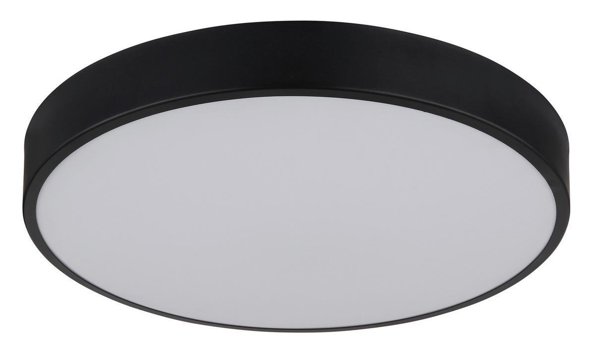 LED-Deckenleuchte Schwarz, 3000/4000/6000k - Opal/Schwarz, Basics, Kunststoff/Metall (37,8/7cm) - Globo