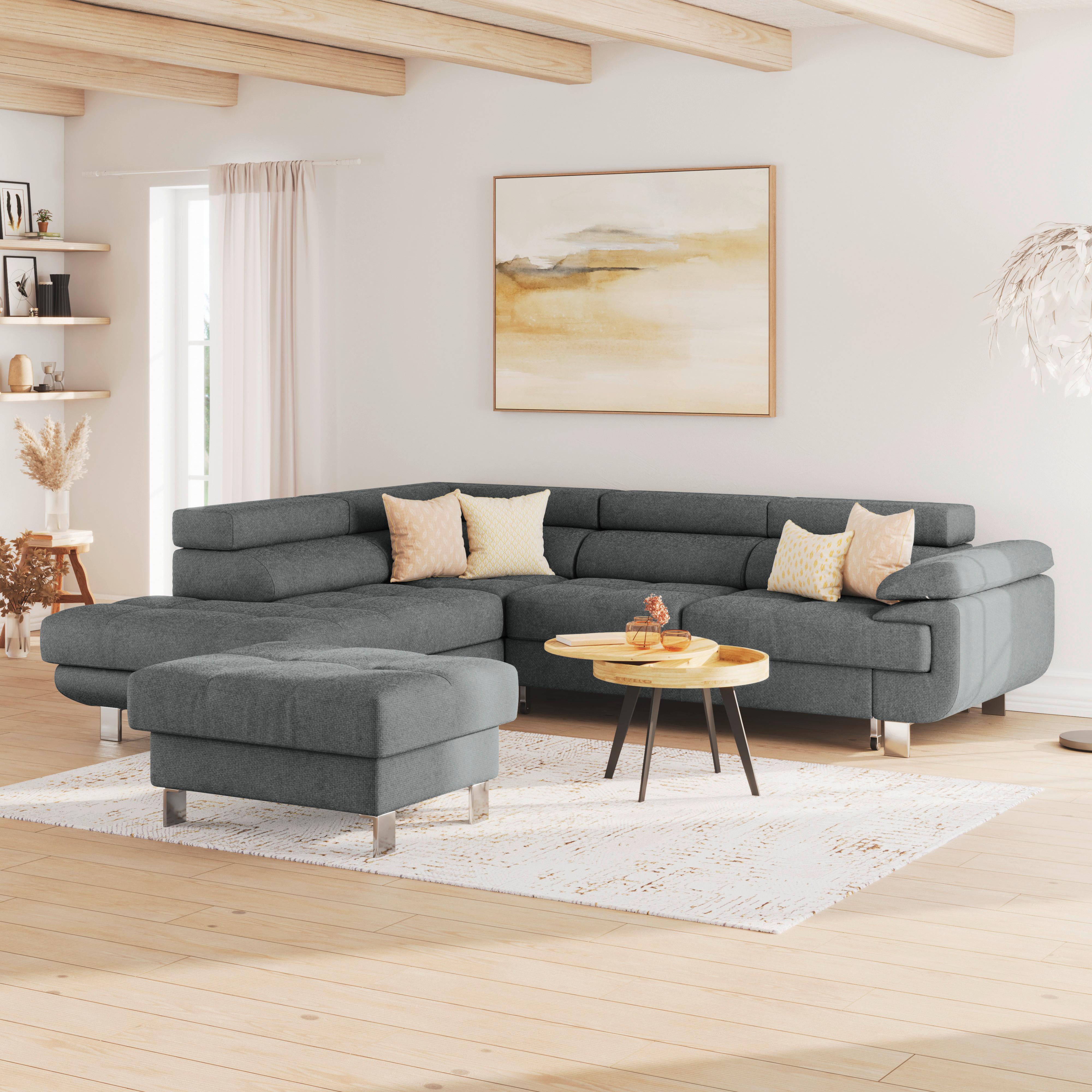 Ecksofa Savona - Anthrazit, MODERN, Textil (230/270cm) - Ondega