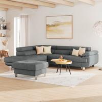 Ecksofa mit Schlaffunktion & Bettkasten Savona Anthrazit - Anthrazit, MODERN, Textil (230/270cm) - Ondega