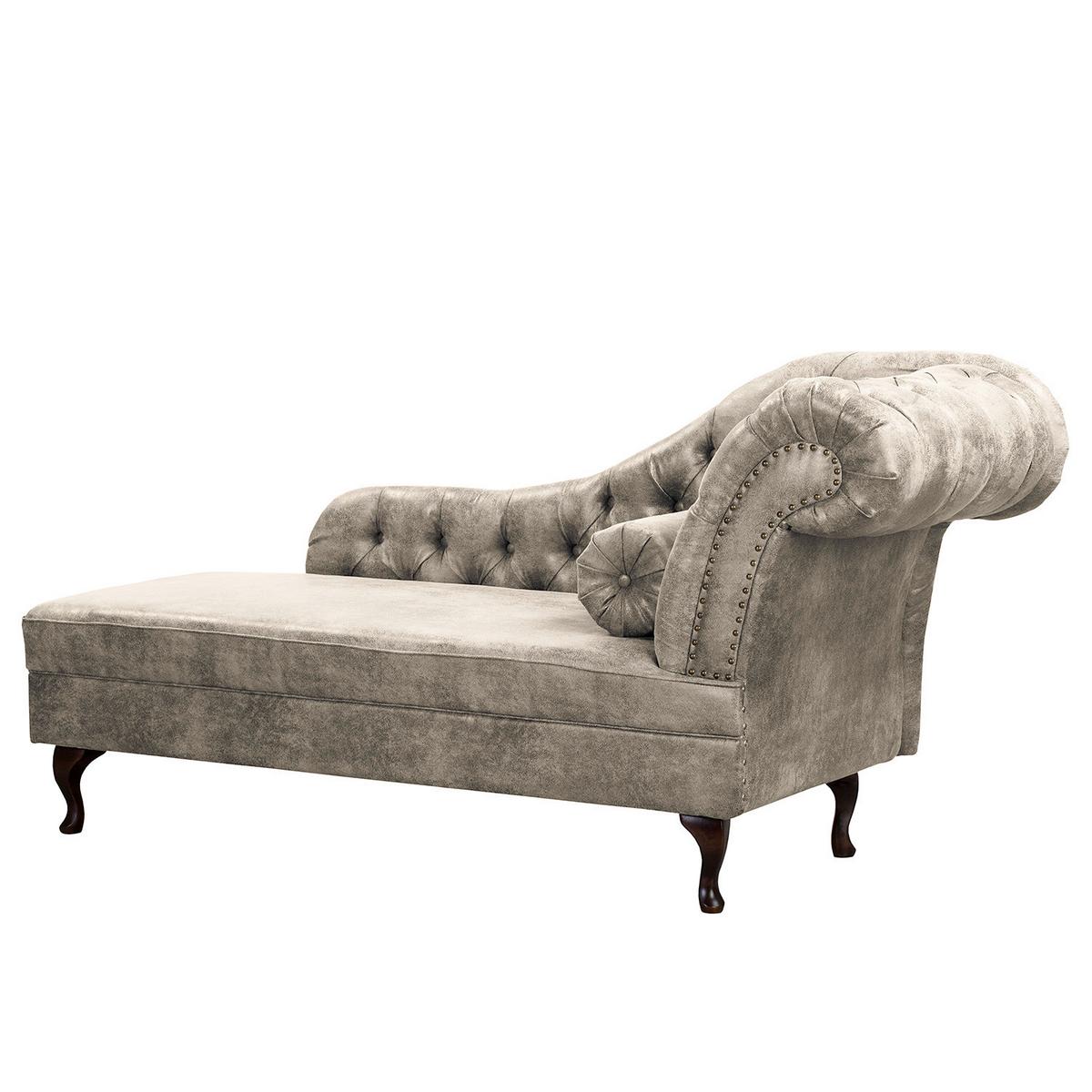 Récamiere Pako Hellgrau B: 185cm - Hellgrau/Braun, Design, Textil (185/93/75cm) - Livetastic