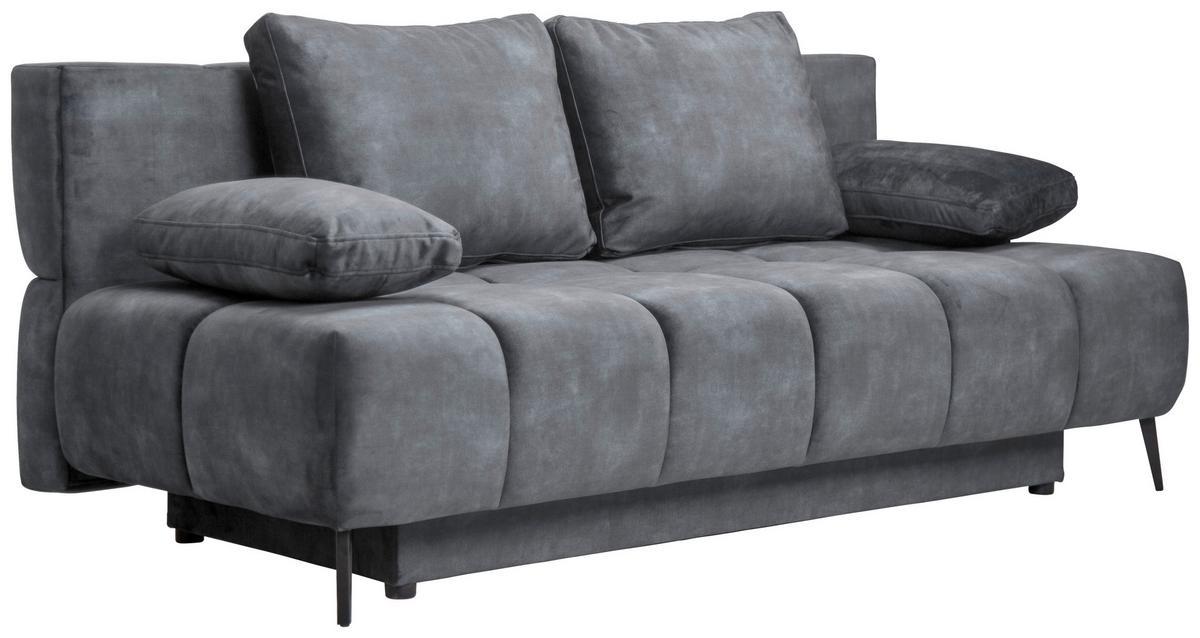 Schlafsofa Bobbio Plus Grau B: 204cm - Schwarz/Grau, Design, Textil (204/90/95cm) - MID.YOU