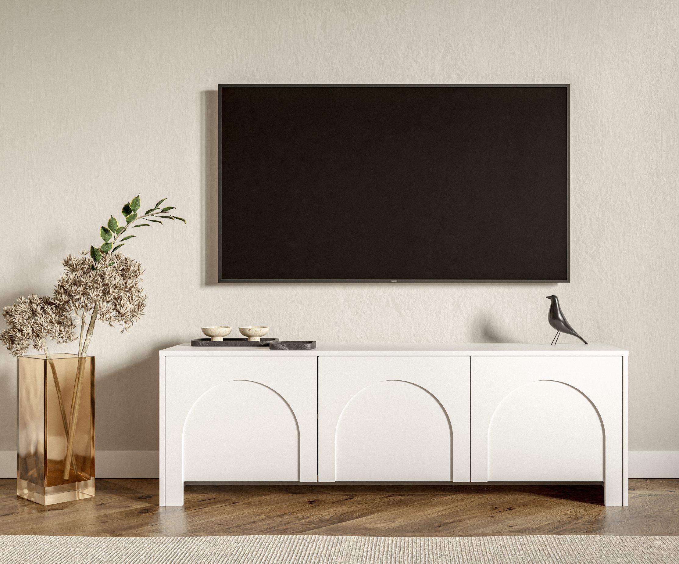 Bílá komoda, bezúchytkové otevíraní, š: 150cm - bílá, Design, kompozitní dřevo (150/49/35cm)