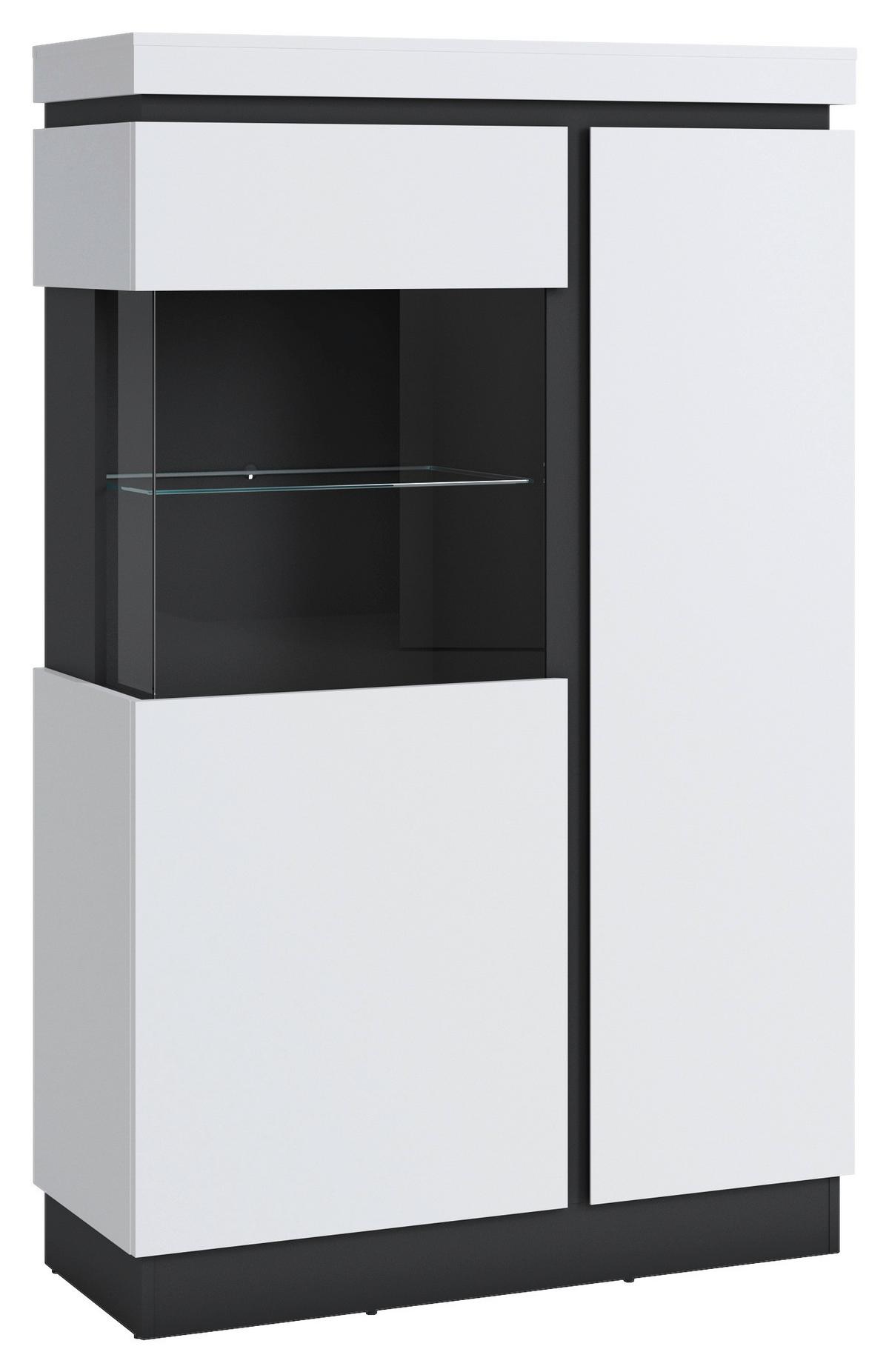 Félmagas Szekrény Campania - antracit/fehér, Trend, faalapú anyag/Üveg (103,6/163,5/40cm)