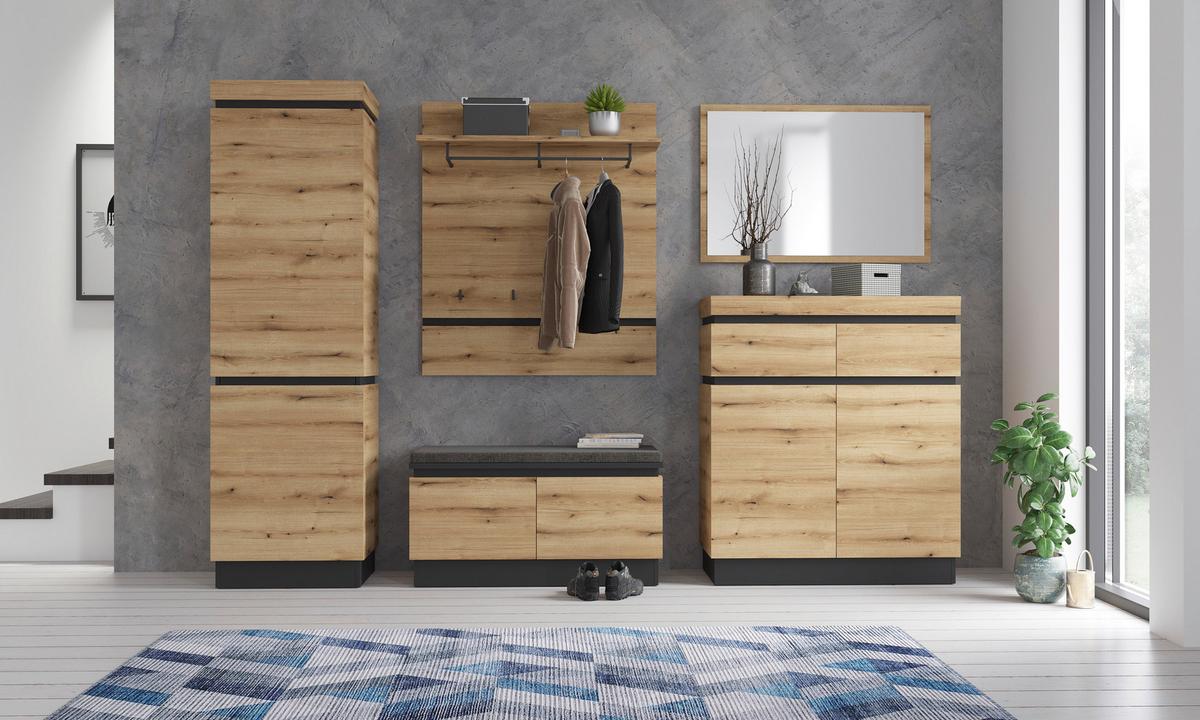Garderobe Corte Eiche Dekor/grau B: 262 Cm - Eichefarben/Grau, Trend, Holzwerkstoff (262/200,5/45cm)