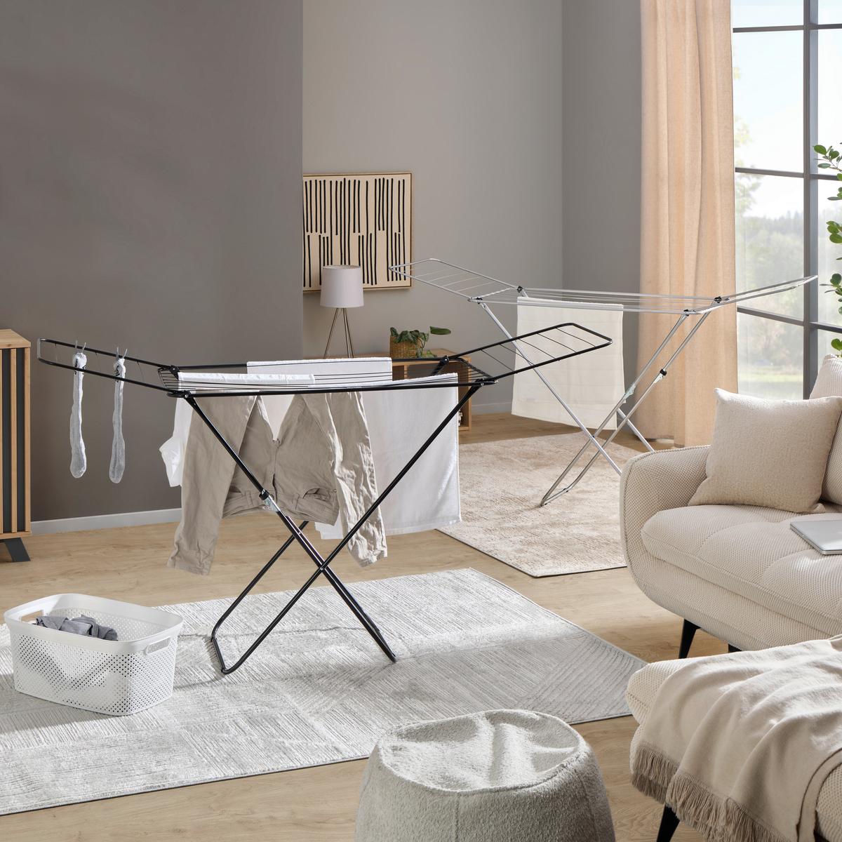Ruhaszárító Állvány Baster - ezüstszínű, Basics, műanyag/fém (180cm) - Best Price