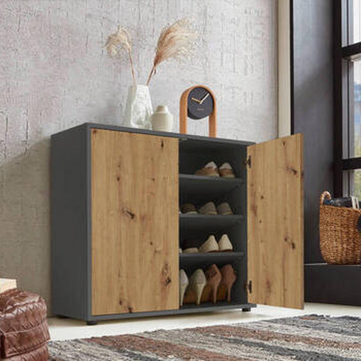Kommode 79 Cm Mailand, Anthrazit - Anthrazit/Schwarz, MODERN, Holzwerkstoff (79/73/33cm) - MID.YOU