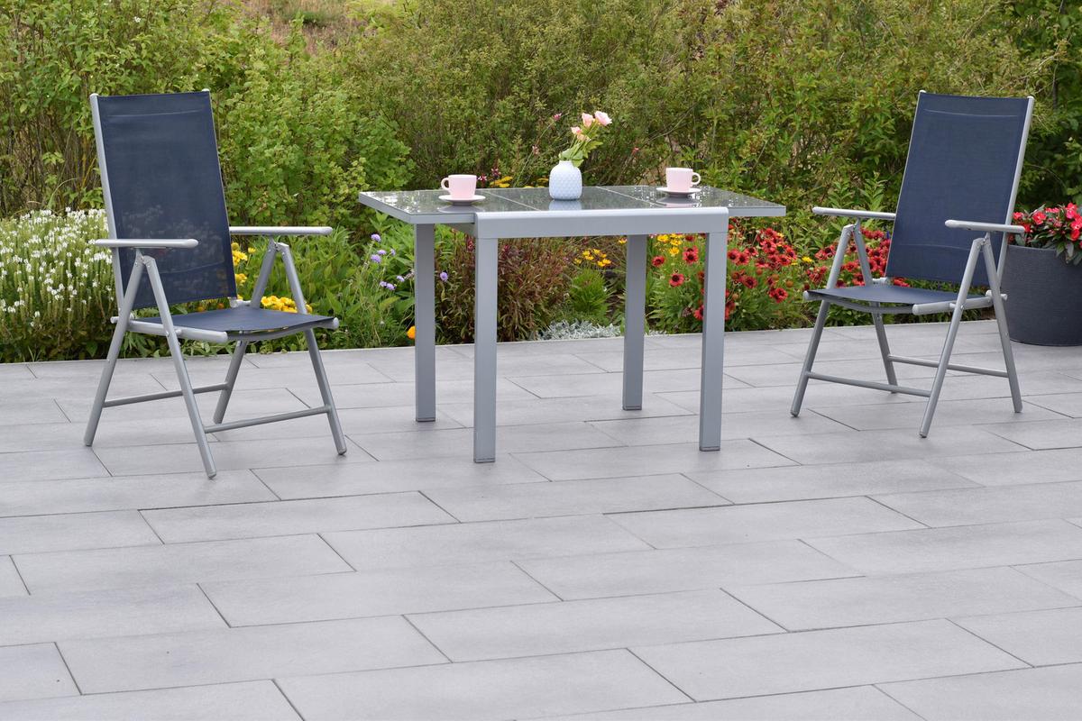 Gartenmöbel Set 3-Tlg. Amalfi aus Aluminium - Blau/Silberfarben, MODERN, Textil/Metall - Gardenson