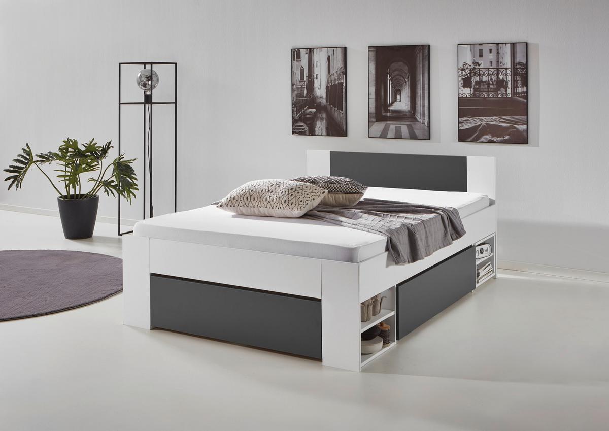 Ágykeret Azurro 120/200 Cm - antracit/fehér, Modern, faalapú anyag (120/200cm)