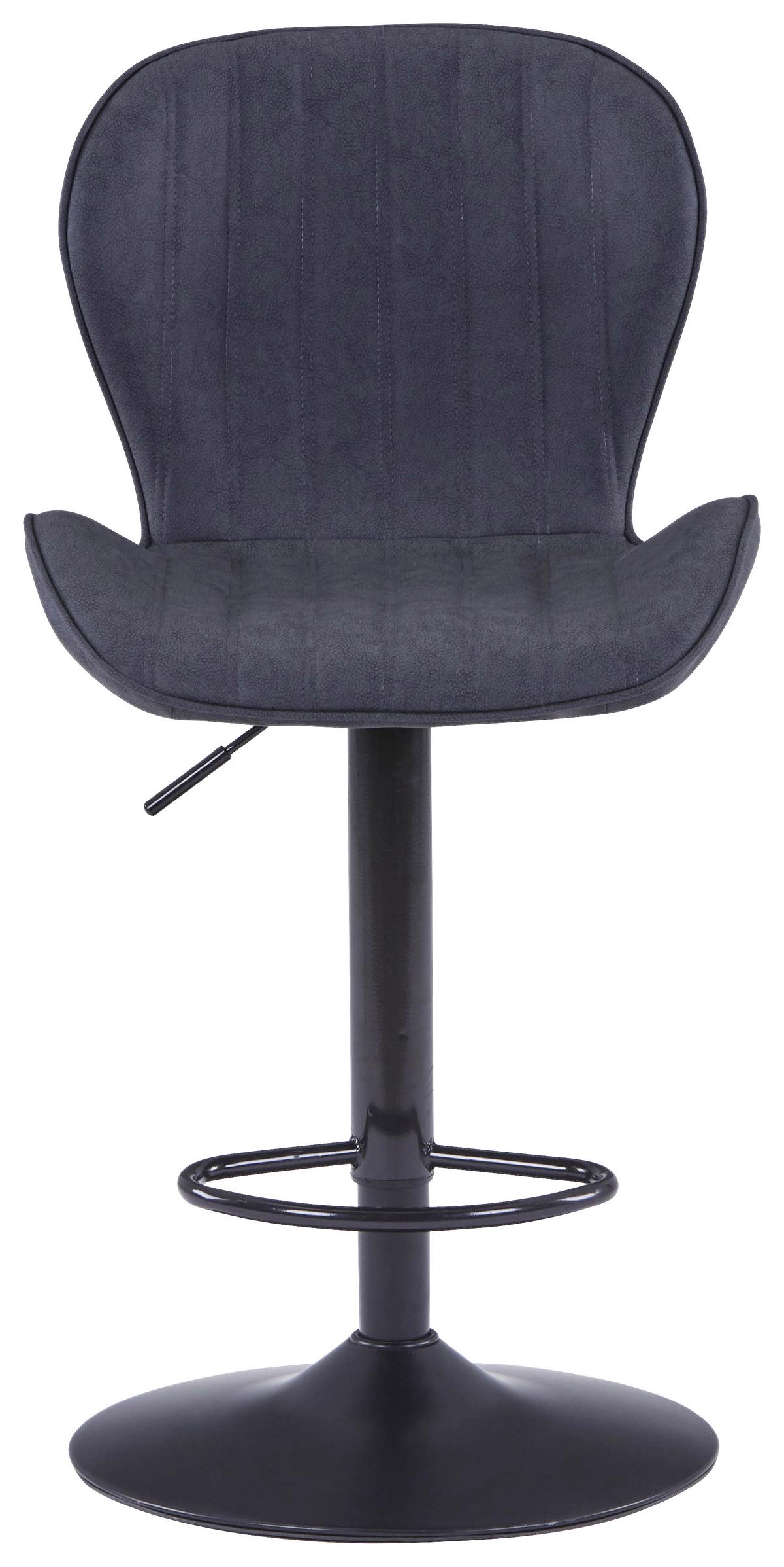 Barhocker höhenverstellbar mit Lehne Klaus Grau/Schwarz - Dunkelgrau/Schwarz, MODERN, Textil/Metall (48/94-114/53cm)