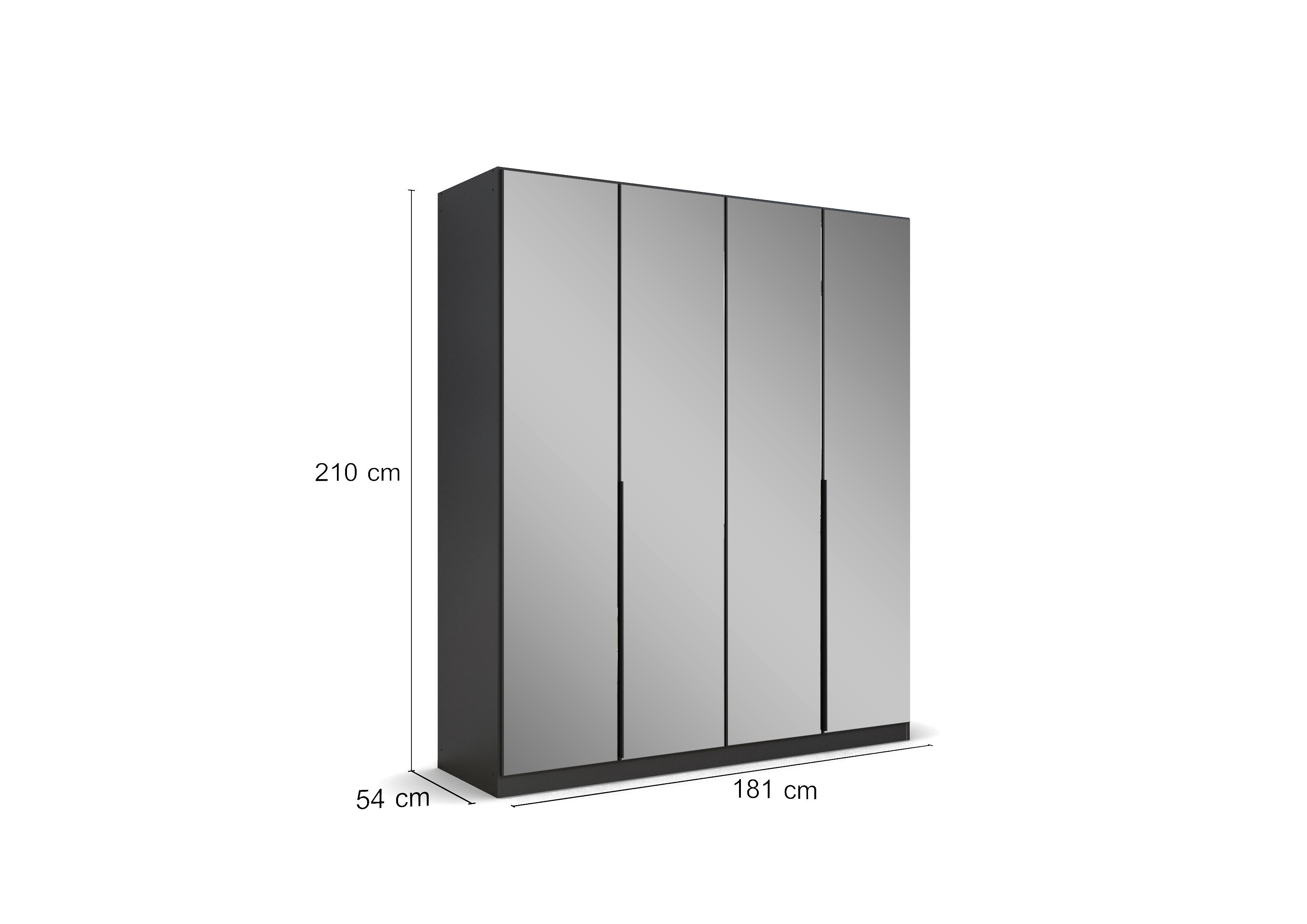 Drehtürenschrank Skyla Grau/Glas B: 181 cm - Grau, MODERN, Holzwerkstoff (181/210/54cm) - Rauch Möbel