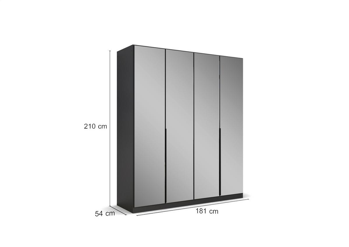 Drehtürenschrank Skyla Grau/Glas B: 181 cm - Grau, MODERN, Holzwerkstoff (181/210/54cm) - Rauch Möbel