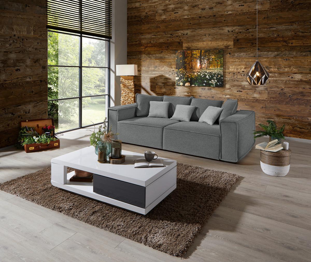 Bigsofa Mit Kissen Surf, Mikrofaser - Hellgrau/Grau, MODERN, Holz/Textil (244/62/117cm) - Luca Bessoni