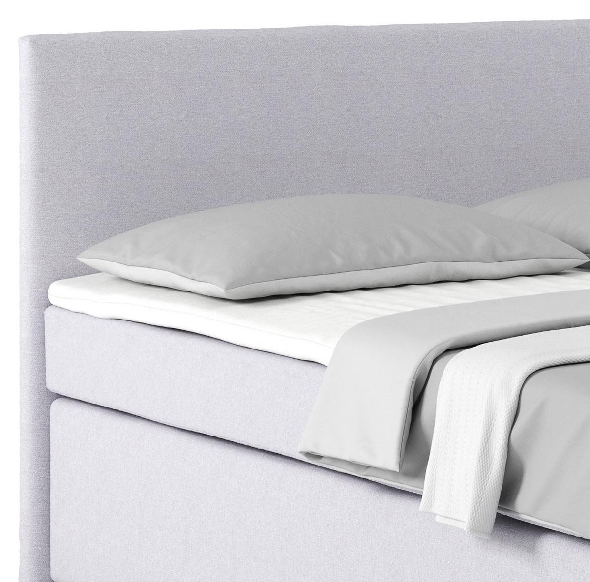 Posteľ Boxspring NERO PL: 160/200 cm, svetlosivá - svetlosivá/chrómová, Konventionell, kov/textil (160/200cm)