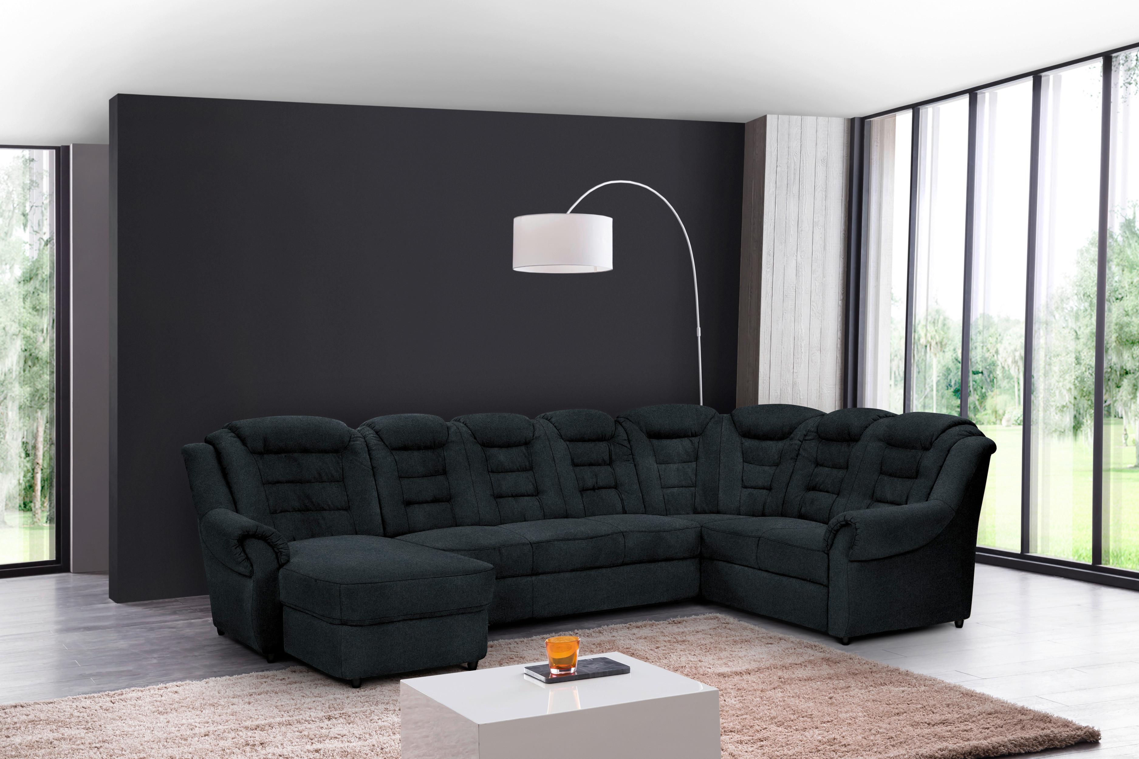 Wohnlandschaft Boston Schwarz Chenille - Schwarz, KONVENTIONELL, Textil (165/333/216cm) - Livetastic