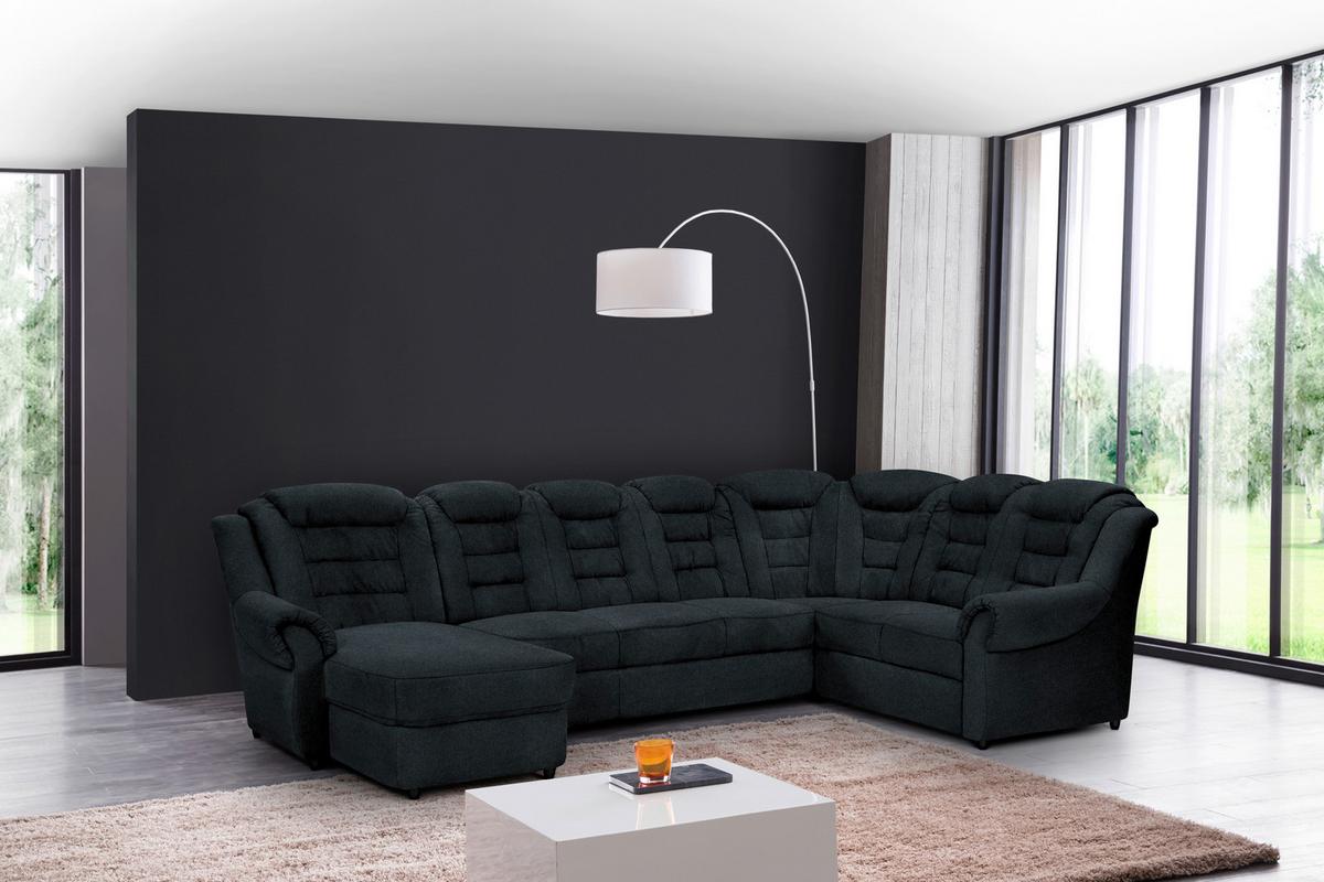 Wohnlandschaft Boston Schwarz Chenille - Schwarz, KONVENTIONELL, Textil (165/333/216cm) - Livetastic