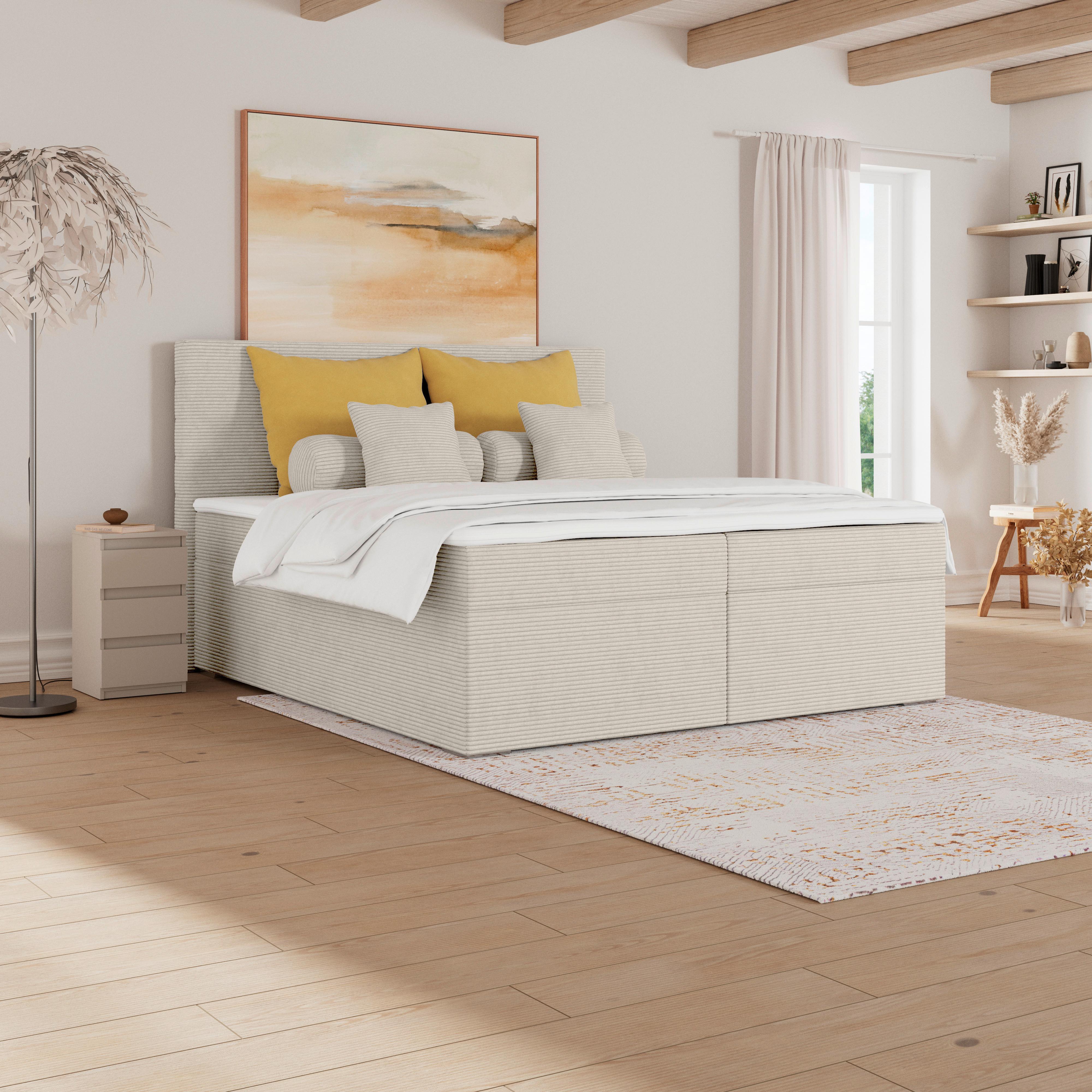 Kárpitozott Ágy Adria 160/200cm - Pezsgő, Konventionell, textil/fa (160/200cm)