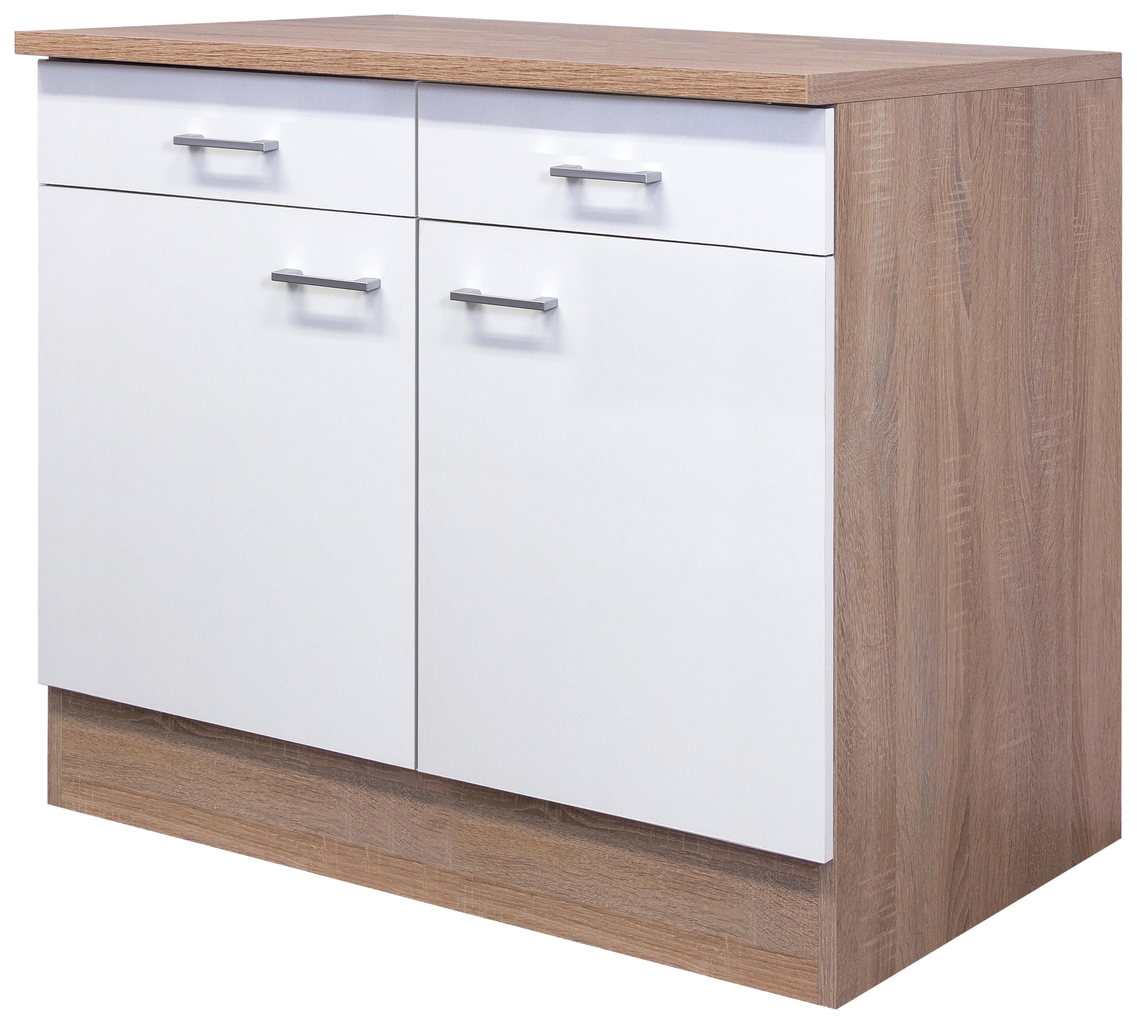 SPODNÁ KUCHYNSKÁ SKRINKA SAMOA  US 100 - biela/dub sonoma, Konventionell, kompozitné drevo/plast (100/85/57cm)