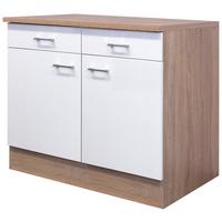 Konyha Alsószekrény Samoa - Sonoma tölgy/fehér, Konventionell, faalapú anyag (100/85/57cm)