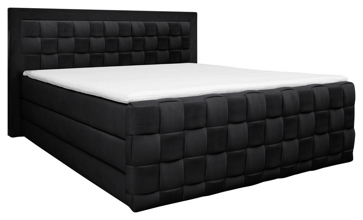 Boxspringbett Grenada Schwarz, Lf: 180x200 cm - Schwarz, MODERN, Textil (180/200cm) - Livetastic