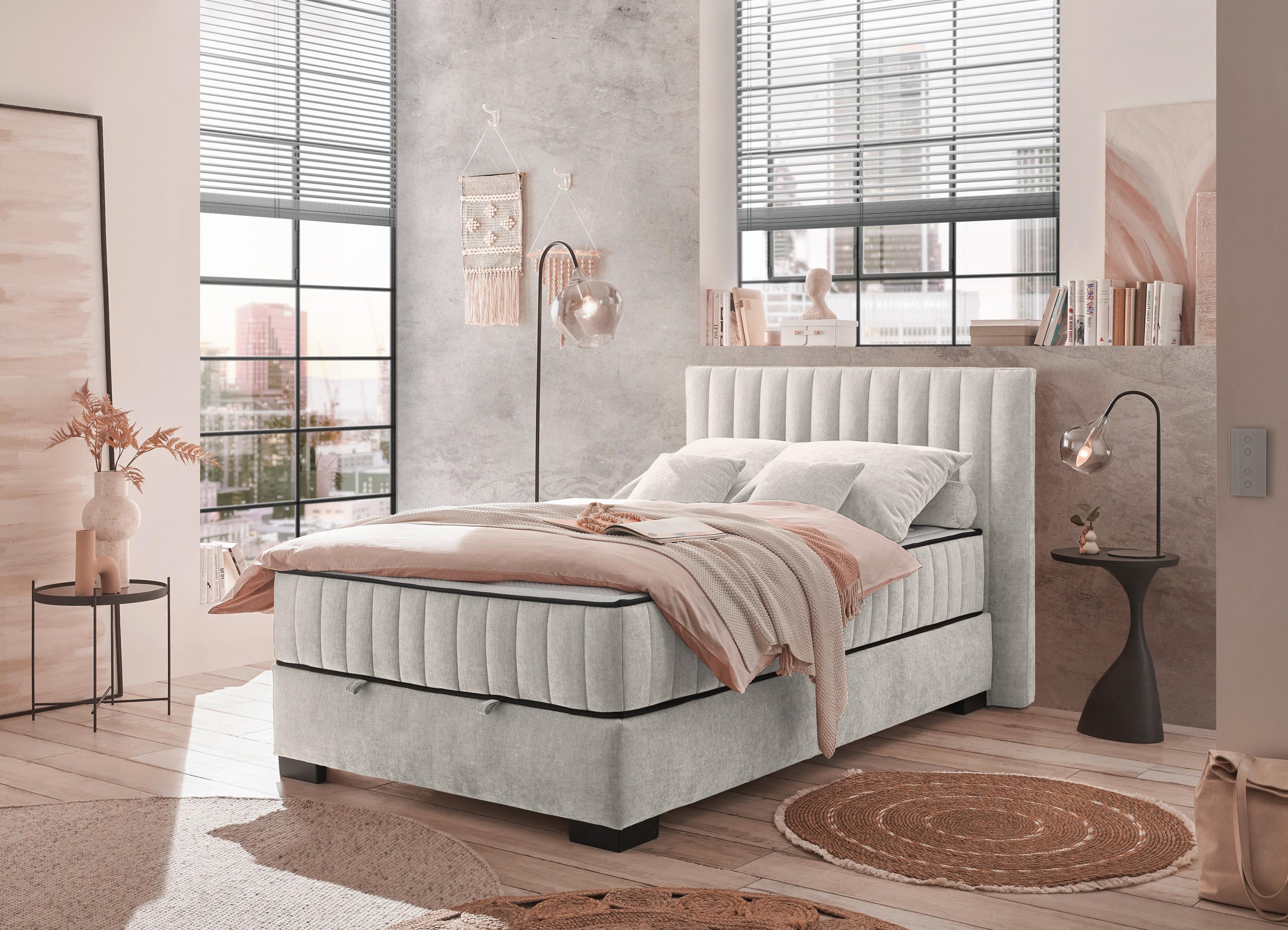 Boxbett Nagol C - Beige/Schwarz, MODERN, Holzwerkstoff/Textil (120/200cm) - MID.YOU