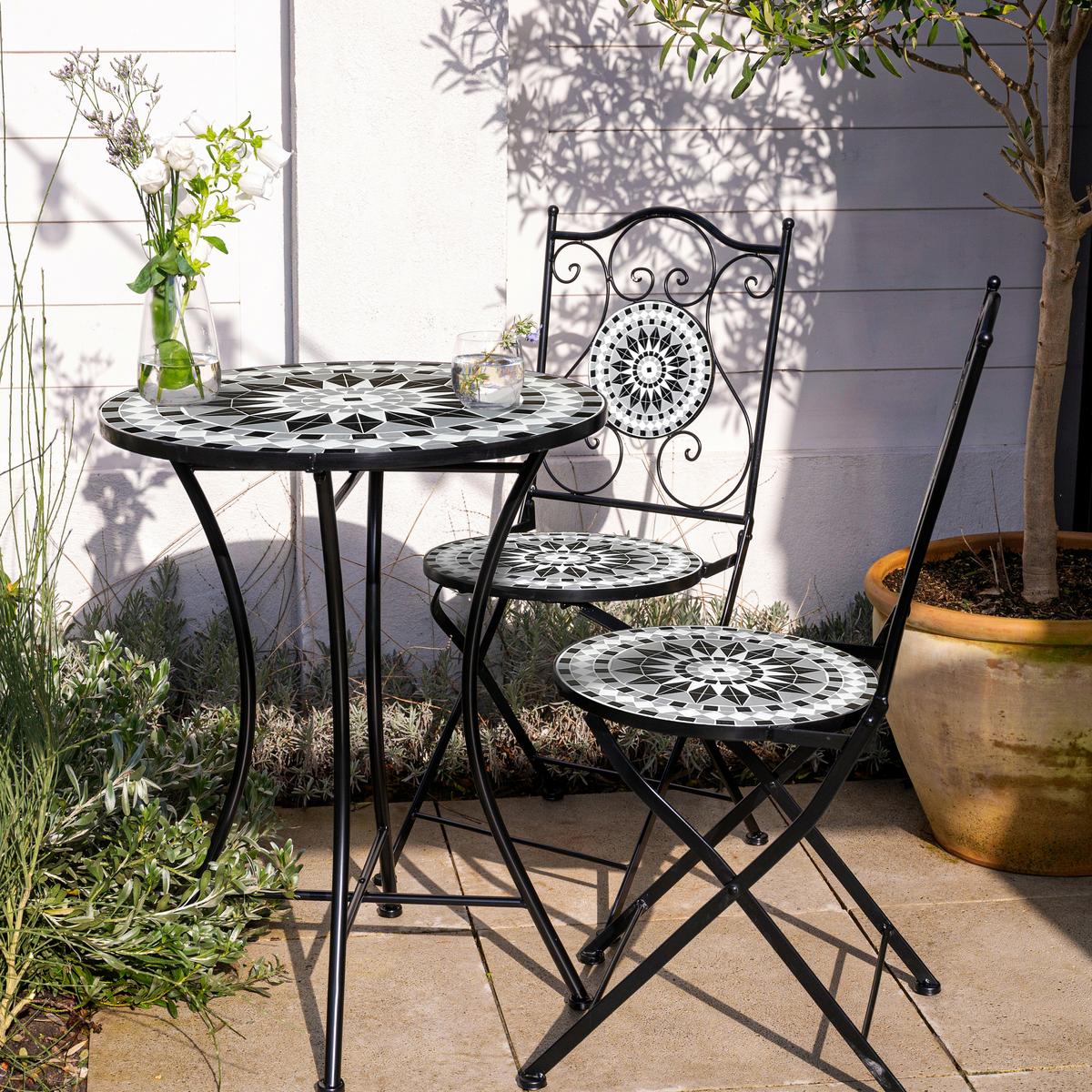 Gartenset Amelie Classic - Schwarz/Weiß, Design, Keramik/Metall (60/75/75cm) - Ambia Garden