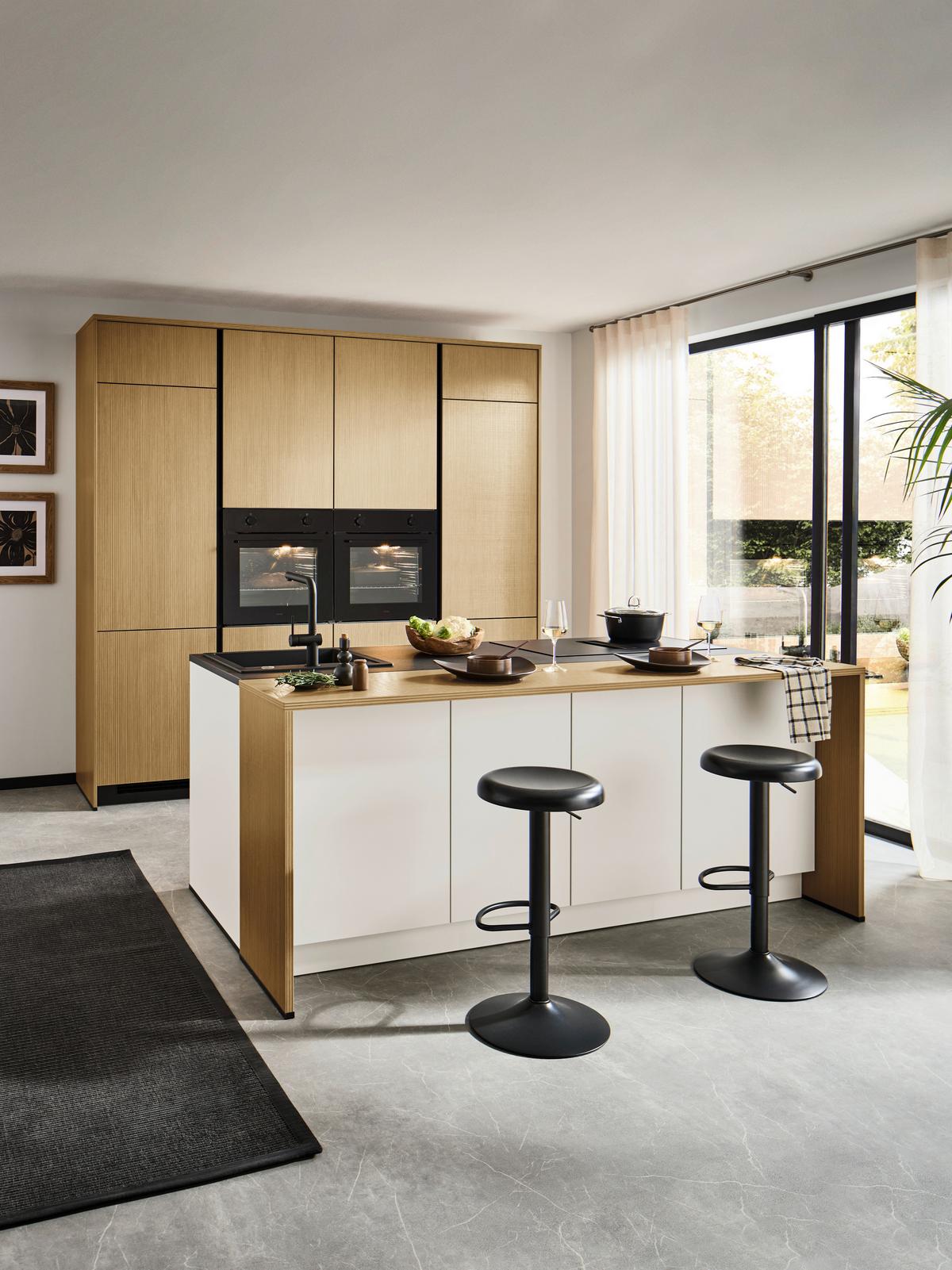 Einbauküche Stripe/Clean - Eichefarben/Anthrazit, MODERN, Holzwerkstoff (249,2cm) - Express-Kuechen