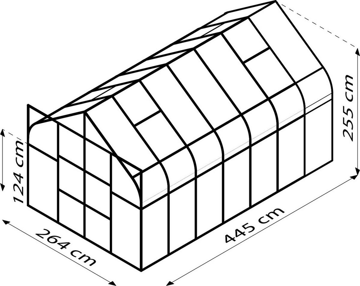 Gewächshausbausatz Diana 11500 Hkp4mm, Schwarz - Schwarz, Basics, Kunststoff/Metall (263,5/254,5/445cm)