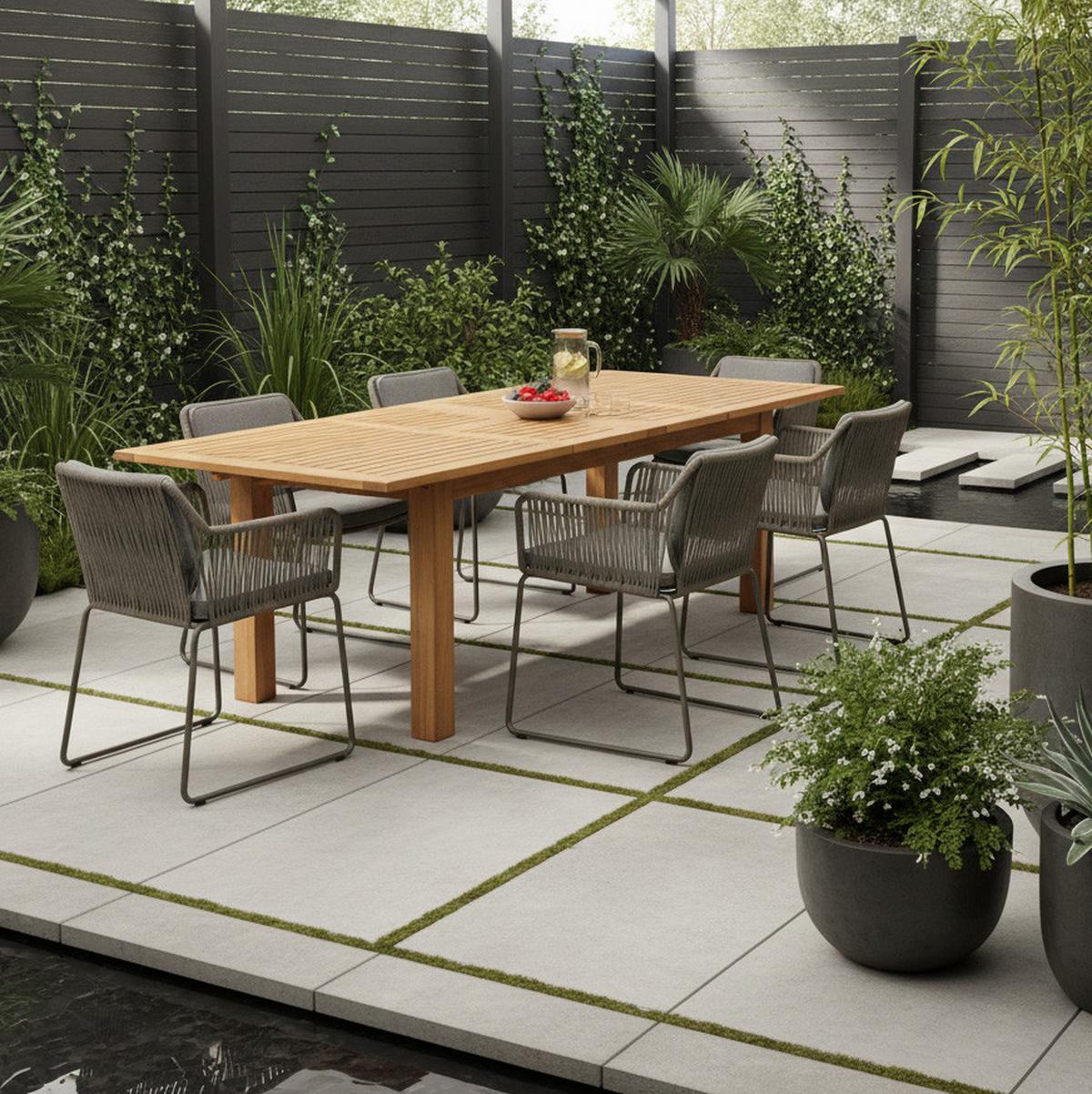 Gartentisch ausziehbar Eukalyptusholz L: 180-260 cm - Naturfarben, ROMANTIK / LANDHAUS, Holz (180-260/100/75cm) - Gardenson