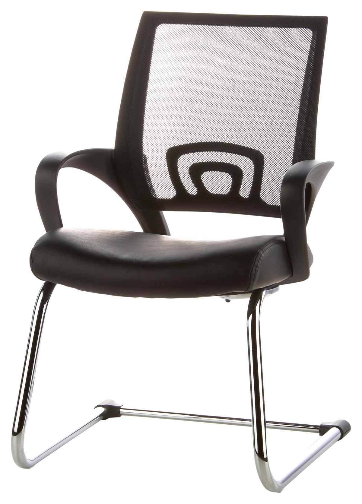 Besucherstuhl Visto Net V Schwarz Bis 110 Kg - Silberfarben/Schwarz, Basics, Kunststoff/Textil (57/98/52cm) - MID.YOU
