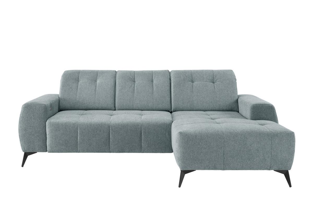 Ecksofa mit USB Anschluss Sano, Mintgrün, S: 258x180 cm - Schwarz/Mintgrün, MODERN, Textil (258/180cm) - Livetastic