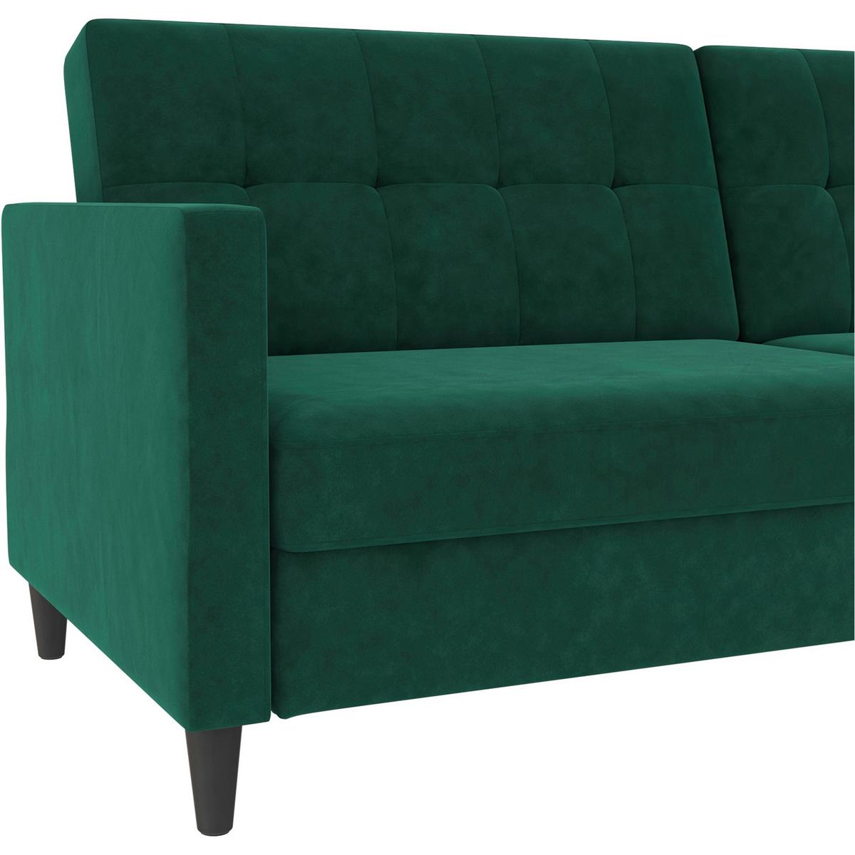 Schlafsofa Hannover Dunkelgrün, mit Schlaffunktion - Dunkelgrün/Schwarz, Basics, Textil (203/82/83cm) - Livetastic