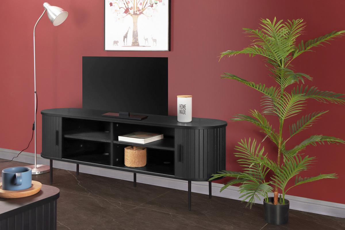 Lowboard Schwarz B: 150cm - Schwarz, Design, Holzwerkstoff (150/55/40cm) - Livetastic