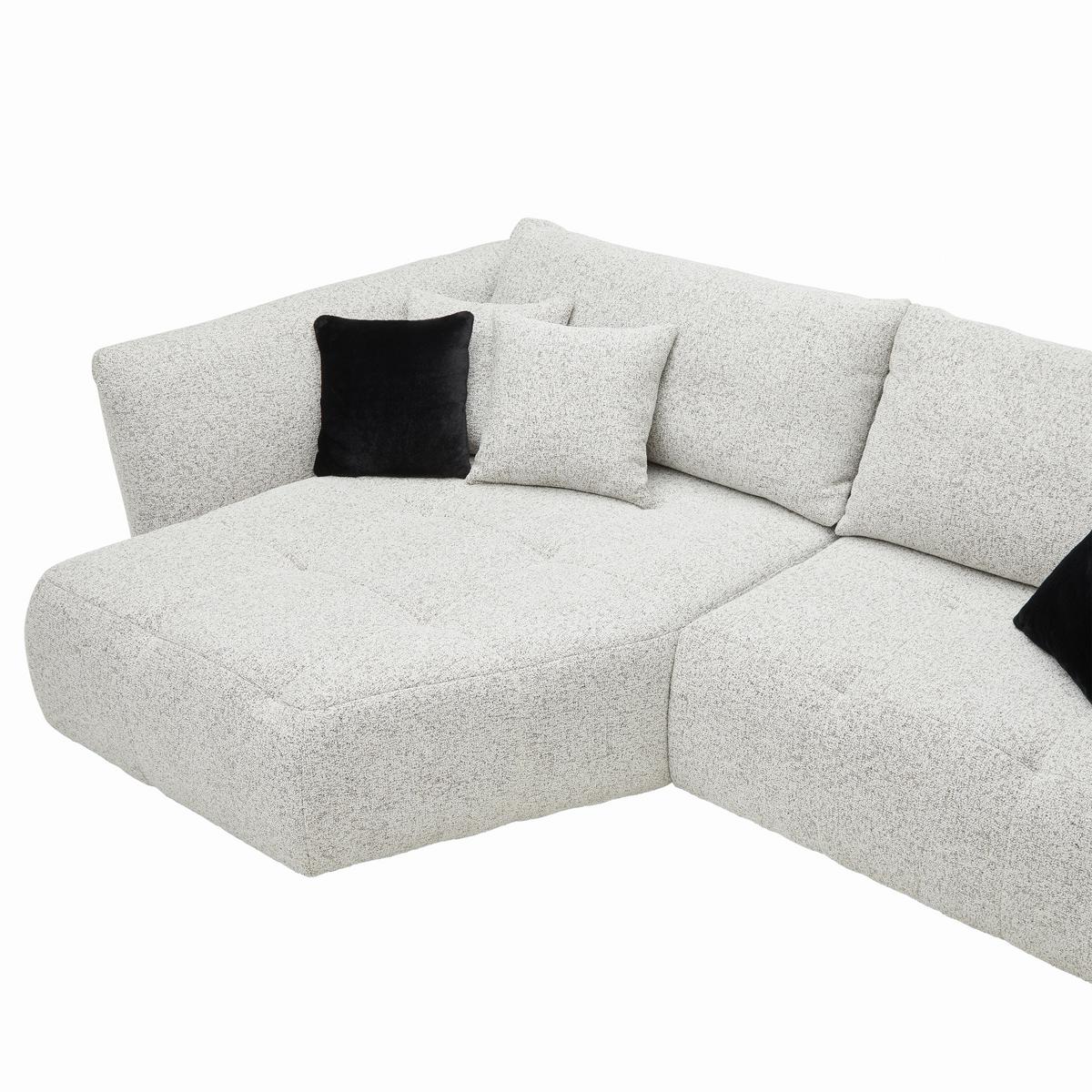 Sedacia súprava BONNY, ľavá, béžová / čierna, 5x vankúš - čierna/béžová, Modern, drevo/textil (193/85-105/300cm) - Premium Living