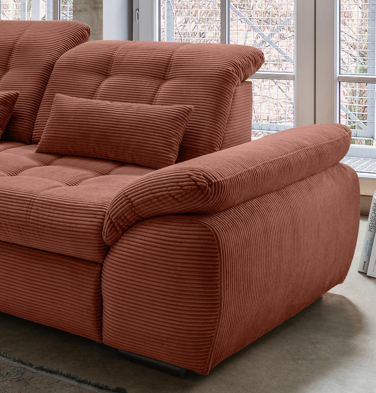 Ecksofa Mit Bettkasten Rigatti Koralle S: 184x314 Cm - Koralle/Schwarz, MODERN, Textil (184/314cm) - Livetastic