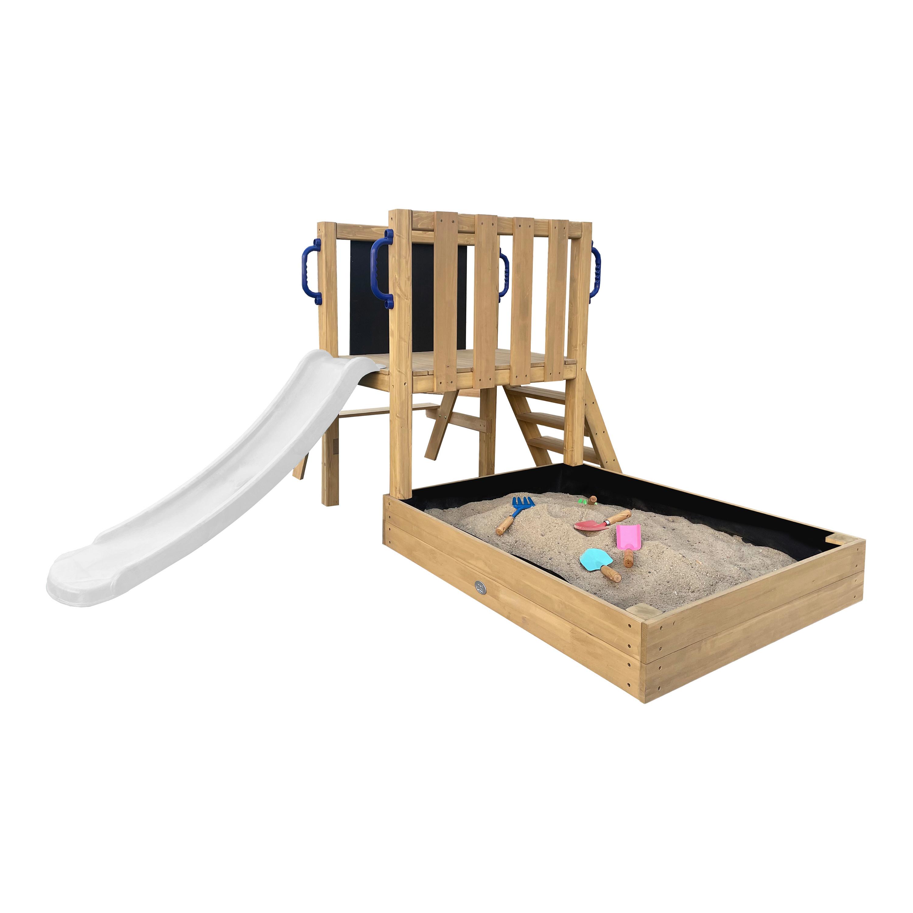 Spielturm Mit Rutsche Weiss - Braun/Weiß, Basics, Holz/Kunststoff (208,7/88/215cm) - Ambia Garden