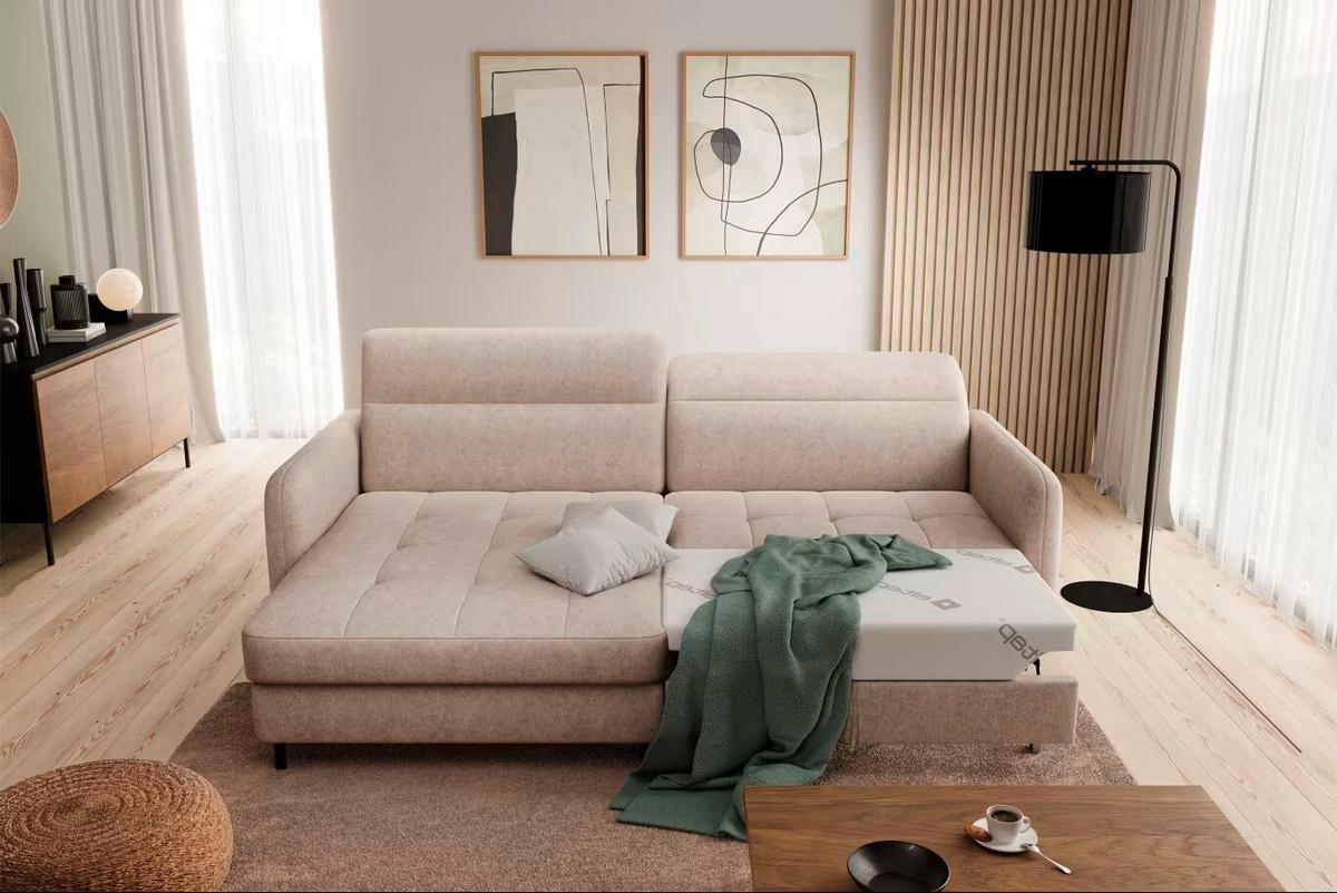 Ecksofa Gomsi Beige S: 165x228 cm - Beige/Schwarz, Design, Textil (165/228cm) - MID.YOU