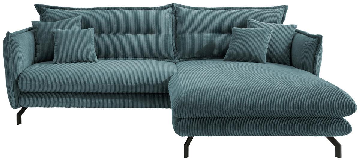 Ecksofa Lava Petrol S: 255/180 cm - Petrol/Schwarz, MODERN, Textil (255/180cm) - Livetastic