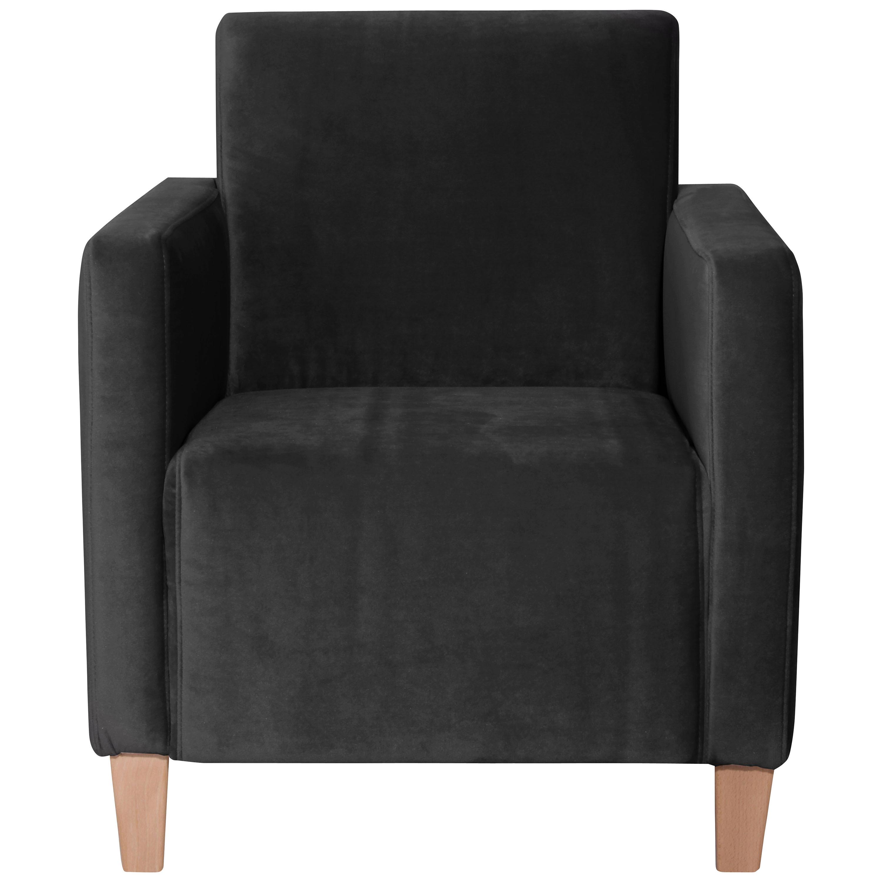 Polstersessel Mit Armlehnen Milla Samt/velours Schwarz - Schwarz/Naturfarben, Design, Textil (71/81/70cm) - Max Winzer
